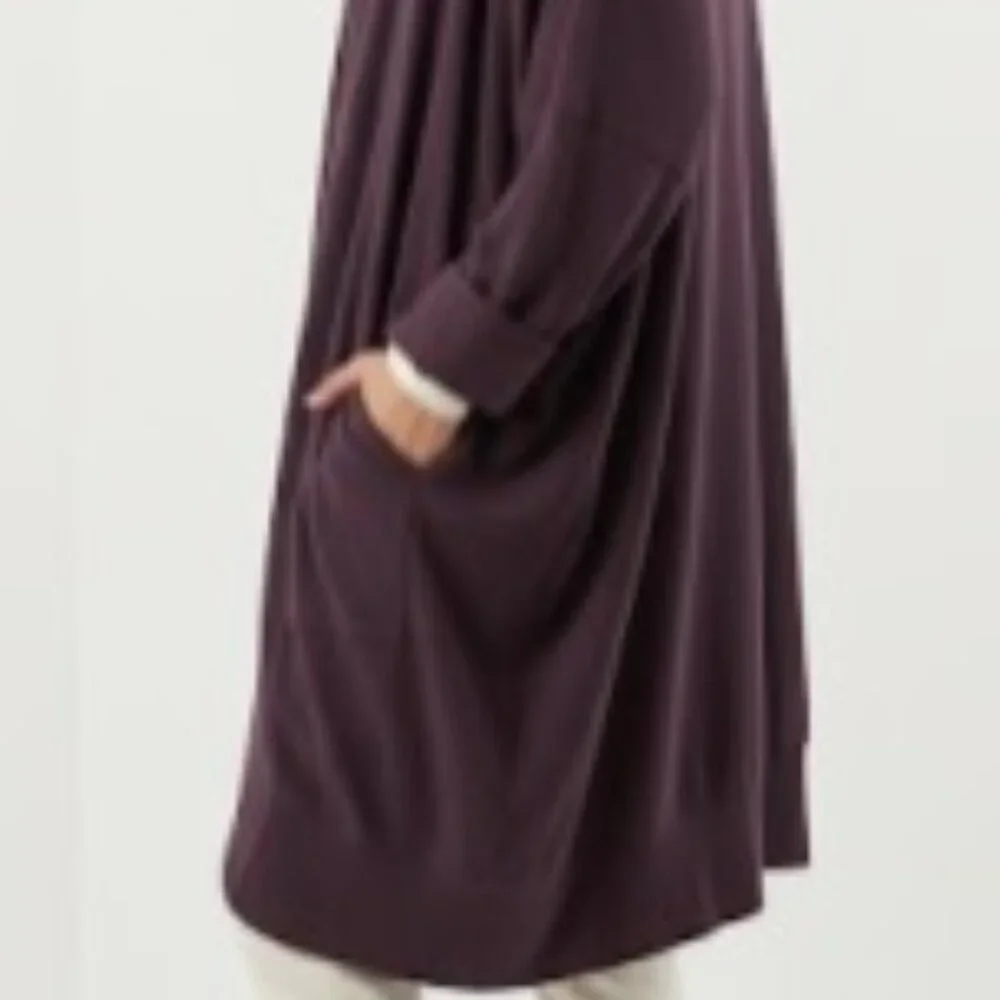 Pact Brooklyn Airplane Organic Cotton Open Front Cardigan Size XXL in Plum - Picture 5 of 5